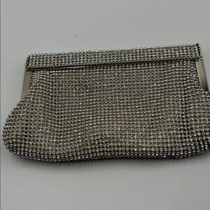 Elegant Silver Evening Clutch or Crossbody 8 inches wide 4 inches deep